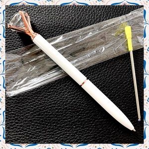 Diamond Top White & Rose Gold METAL Ballpoint Pen Black Ink Refill PinkRainCloud